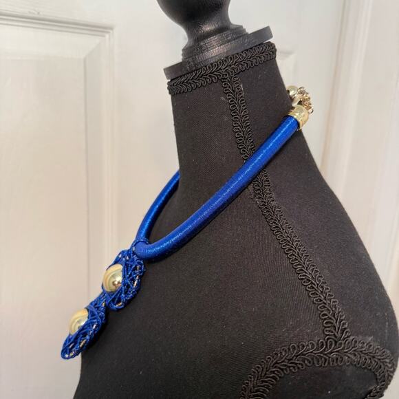 Blue and Gold African Necklace - Picture 5 of 5